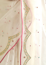 Badra Saree Dhaari Blouse Set - Off White