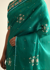 Circle Bootah Saree - Bottle Green