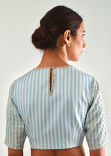 Kanguri Scallop Saree Blouse Set - Salmon Peach