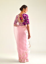 Vari Scallop Saree - Rose Pink