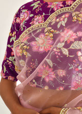 Vari Scallop Saree - Rose Pink