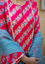 Tircha Kurta Set - Red