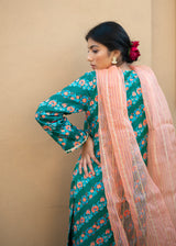 Tircha Kurta Set - Emerald Green