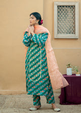 Tircha Kurta Set - Emerald Green