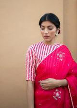 Circle Bootah Saree - Red