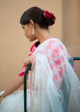 Badra Saree Tircha Blouse Set - Off White