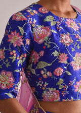 Jacobean Cheenth Lehenga Set - Azure Blue