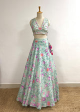 Sia Lehenga Set - Sage Green