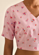 Leaf Saree Blouse Set - Carnation Pink