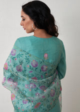 Anman Tissue Kurta Set - Tiffany Blue
