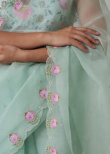 Ichika Saree Blouse Set - Sage Green