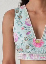 Ichika Saree Blouse Set - Sage Green