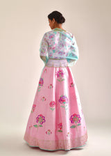 Jacobean Applique Lehenga Set - Pink
