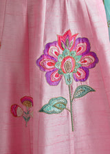 Jacobean Applique Lehenga Set - Pink