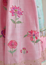 Jacobean Applique Lehenga Set - Pink