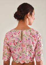 MEGH SCALLOP SAREE BLOUSE SET - AQUA BLUE