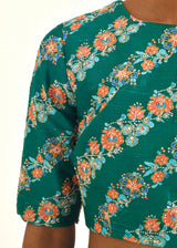 Circle Bootah Saree Blouse Set - Bottle Green