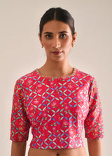Tile Blouse - Raspberry Red