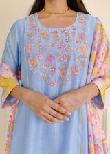 Irusu Short Kurta Set - Powder Blue