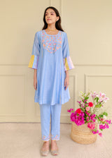 Irusu Short Kurta Set - Powder Blue
