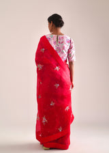 Applique Saree - Red