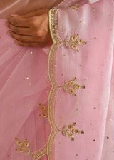 Vari Scallop Saree - Rose Pink