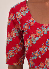 Tircha Panelled Lehenga Set - Red