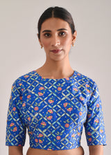 Megh Scallop Saree Blouse Set - Pink Ombre