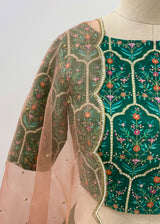 Mughal Lehenga Set - Emerald Green