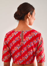 Badra Saree Tircha Blouse Set - Salmon Peach
