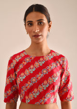 Badra Saree Tircha Blouse Set - Salmon Peach