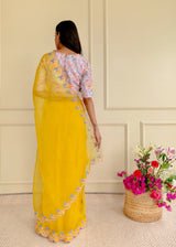 Resu Saree Grey Meraki Blouse Set - Mustard Yellow