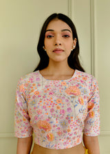 Resu Saree Grey Meraki Blouse Set - Mustard Yellow