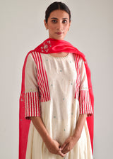 Dhaari Anarkali Set - Red