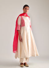 Dhaari Anarkali Set - Red