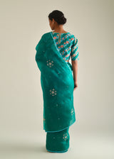 Circle Bootah Saree - Bottle Green