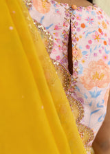 Resu Saree Sleeveless Pink Meraki Blouse Set - Mustard Yellow
