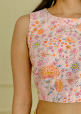 Resu Saree Sleeveless Pink Meraki Blouse Set - Mustard Yellow