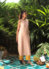 Trellis Sleeveless Kurta Set - Peach