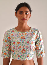 Alankrit Saree Blouse Set - Turquoise Blue