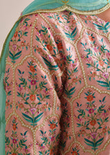 Mughal Kurta Lehenga Set - Peach