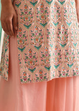 Mughal Kurta Lehenga Set - Peach