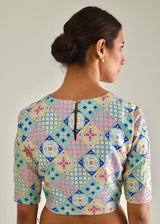 Megh Scallop Saree Capri Blouse Set - Lime Yellow