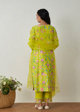 Sia Kurta Set - Lime Yellow