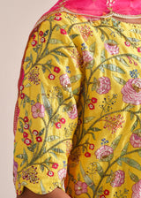 Gulaab Kurta Lehenga Set - Yellow