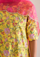 Gulaab Kurta Lehenga Set - Yellow