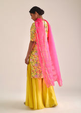 Gulaab Kurta Lehenga Set - Yellow