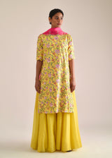 Gulaab Kurta Lehenga Set - Yellow