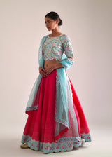 Gulaab Scallop Lehenga Set - Red