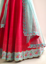 Tile Scallop Lehenga Set - Red
